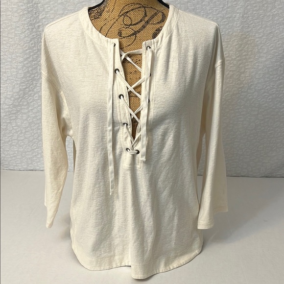MADEWELL COTTON LACE UP FRONT TOP MEDIUM - Picture 1 of 14